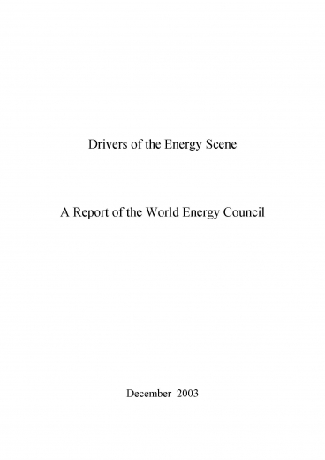 Drivers of the Energy Scene