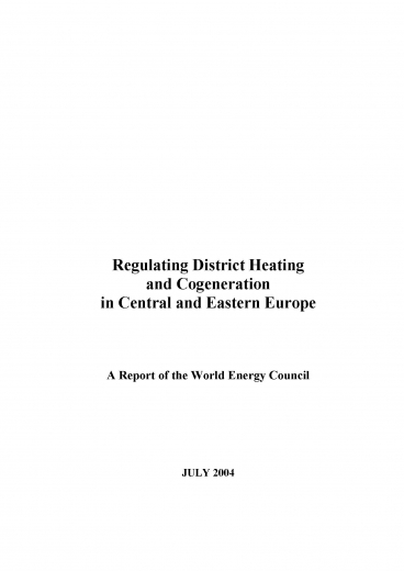Regulating District Heating and Cogeneration in Central and Eastern Europe