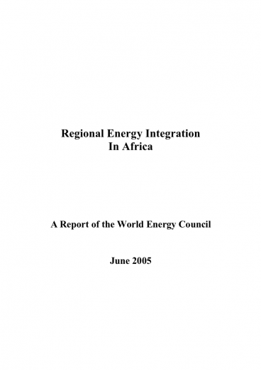 Regional Energy Integration in Africa