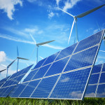 Solar panels and wind turbines