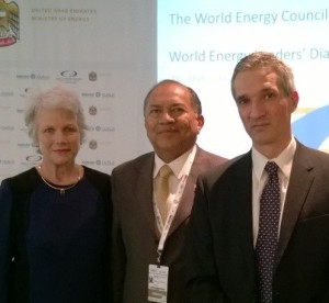 From left: Marie-José Nadeau, WEC Chair, Amylkar Acosta, Colombian minister of energy and mining, Christoph Frei, WEC Secretary General