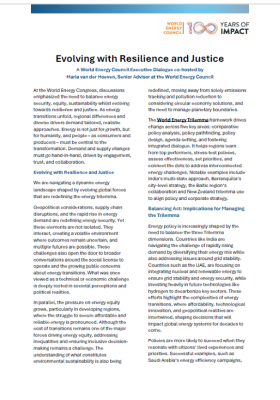 Evolving with Resilience and Justice Summary