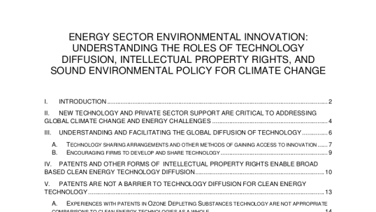 WEC Rules of Trade 2011: Energy Sector Environmental Innovation
