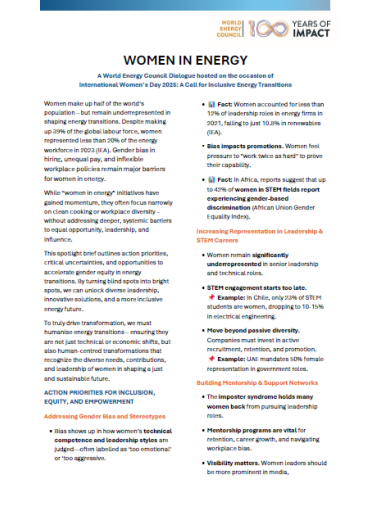 Women in Energy: A Call for Inclusive Energy Transitions