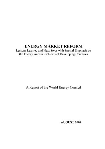 Energy Market Reform 2004