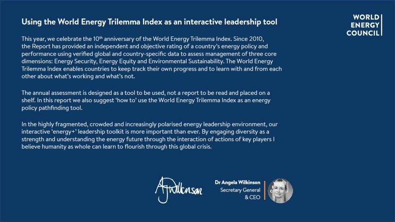 Using the World Energy Trilemma Index as an interactive leadership tool