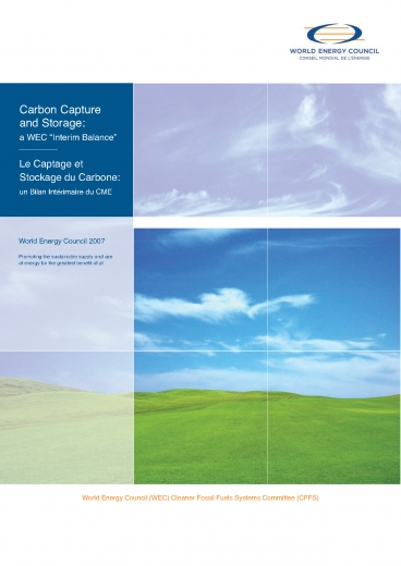 Carbon Capture and Storage: A WEC “Interim Balance”
