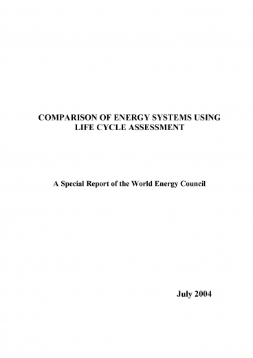 Comparison of Energy Systems using Life Cycle Assessment