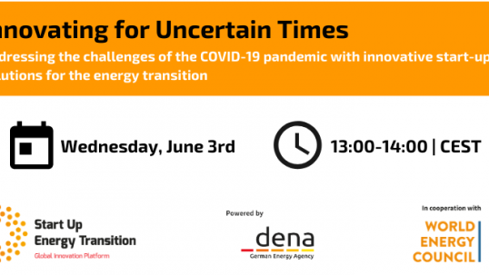 Upcoming Webinar: Start-up Energy Transition - Innovating for uncertain times