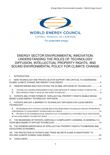 WEC Rules of Trade 2011: Energy Sector Environmental Innovation