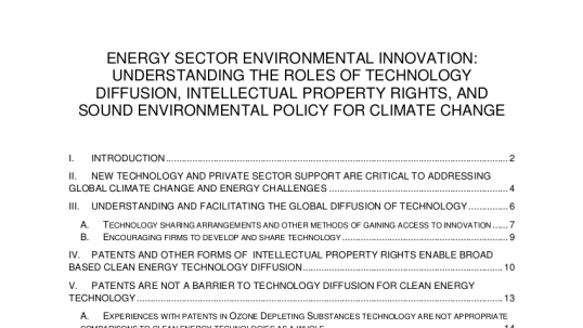 WEC Rules of Trade 2011: Energy Sector Environmental Innovation